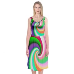 Colorful Spiral Dragon Scales   Midi Sleeveless Dress by designworld65