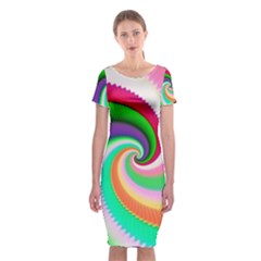 Colorful Spiral Dragon Scales   Classic Short Sleeve Midi Dress by designworld65