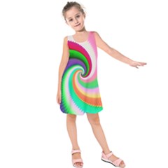 Colorful Spiral Dragon Scales   Kids  Sleeveless Dress