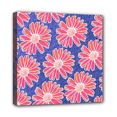 Pink Daisy Pattern Mini Canvas 8  X 8  by DanaeStudio