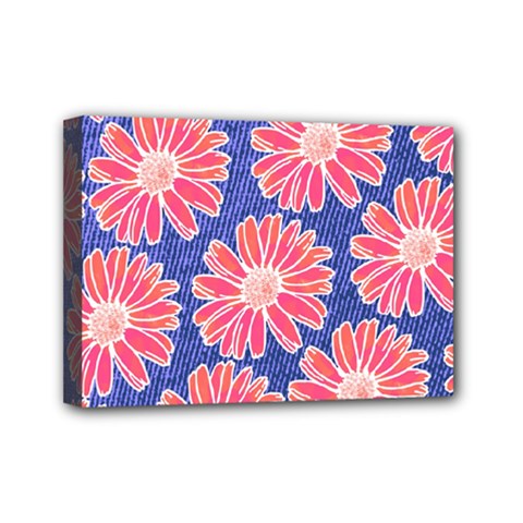 Pink Daisy Pattern Mini Canvas 7  X 5  by DanaeStudio