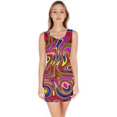 Abstract Shimmering Multicolor Swirly Sleeveless Bodycon Dress by designworld65