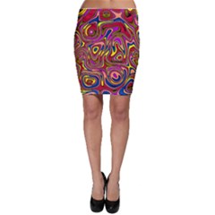 Abstract Shimmering Multicolor Swirly Bodycon Skirt by designworld65