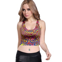 Abstract Shimmering Multicolor Swirly Racer Back Crop Top by designworld65