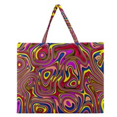 Abstract Shimmering Multicolor Swirly Zipper Large Tote Bag