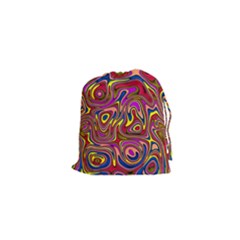 Abstract Shimmering Multicolor Swirly Drawstring Pouches (xs) 