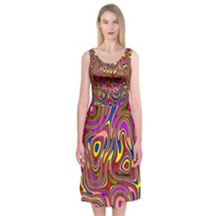 Abstract Shimmering Multicolor Swirly Midi Sleeveless Dress by designworld65