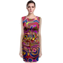 Abstract Shimmering Multicolor Swirly Classic Sleeveless Midi Dress by designworld65