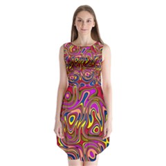 Abstract Shimmering Multicolor Swirly Sleeveless Chiffon Dress   by designworld65