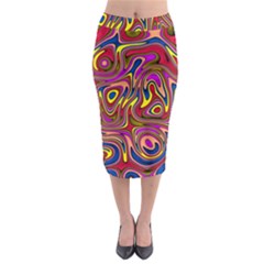 Abstract Shimmering Multicolor Swirly Midi Pencil Skirt by designworld65