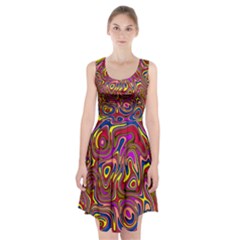 Abstract Shimmering Multicolor Swirly Racerback Midi Dress by designworld65