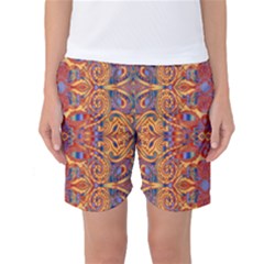 Oriental Watercolor Ornaments Kaleidoscope Mosaic Women s Basketball Shorts by EDDArt