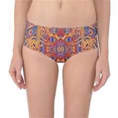 Oriental Watercolor Ornaments Kaleidoscope Mosaic Mid-waist Bikini Bottoms by EDDArt