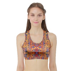 Oriental Watercolor Ornaments Kaleidoscope Mosaic Sports Bra With Border by EDDArt