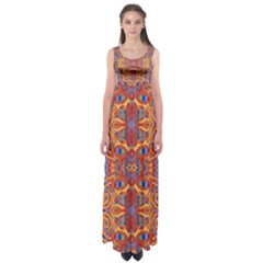 Oriental Watercolor Ornaments Kaleidoscope Mosaic Empire Waist Maxi Dress