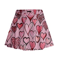 Artistic Valentine Hearts Mini Flare Skirt