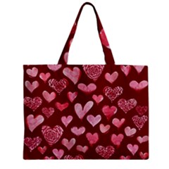 Watercolor Valentine s Day Hearts Zipper Mini Tote Bag by BubbSnugg