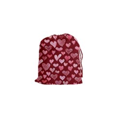 Watercolor Valentine s Day Hearts Drawstring Pouches (xs) 