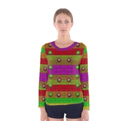 A Wonderful Rainbow And Stars Women s Long Sleeve Tee