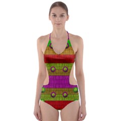 A Wonderful Rainbow And Stars Cut-out One Piece Swimsuit