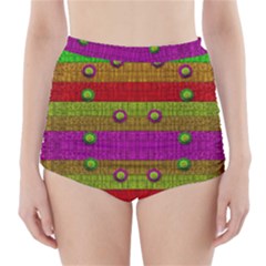 A Wonderful Rainbow And Stars High-waisted Bikini Bottoms