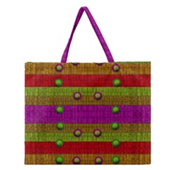 A Wonderful Rainbow And Stars Zipper Large Tote Bag