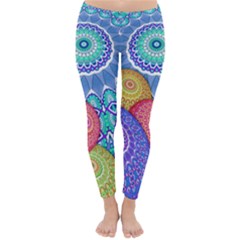 India Ornaments Mandala Balls Multicolored Winter Leggings  by EDDArt