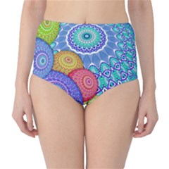 India Ornaments Mandala Balls Multicolored High-waist Bikini Bottoms by EDDArt