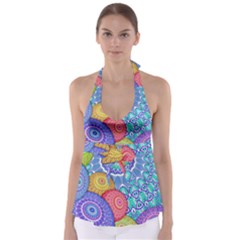 India Ornaments Mandala Balls Multicolored Babydoll Tankini Top