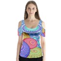 India Ornaments Mandala Balls Multicolored Butterfly Sleeve Cutout Tee  View1