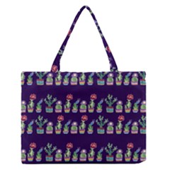 Cute Cactus Blossom Medium Zipper Tote Bag