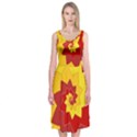 Flower Blossom Spiral Design  Red Yellow Midi Sleeveless Dress View1