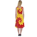 Flower Blossom Spiral Design  Red Yellow Midi Sleeveless Dress View2