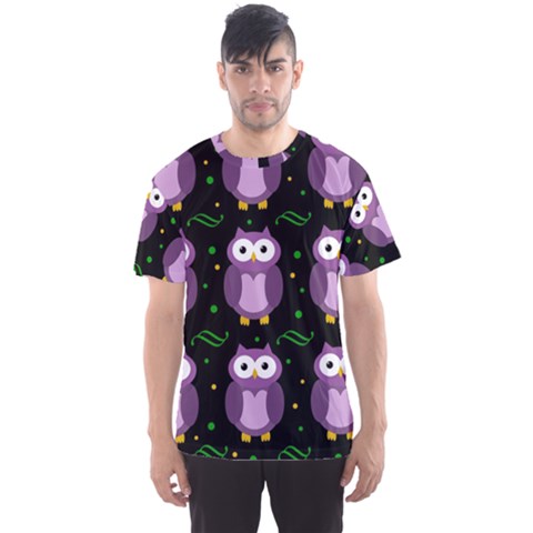 Halloween Purple Owls Pattern Men s Sport Mesh Tee by Valentinaart