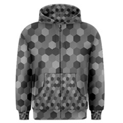 Camo Hexagons In Black And Grey Men s Zipper Hoodie by fashionnarwhal