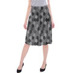 Camo Hexagons In Black And Grey Midi Beach Skirt