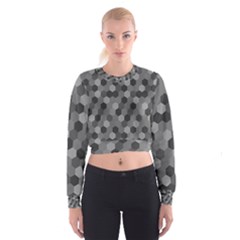 Camo Hexagons In Black And Grey Women s Cropped Sweatshirt by fashionnarwhal