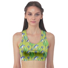 Tropical Floral Pattern Sports Bra by dflcprintsclothing