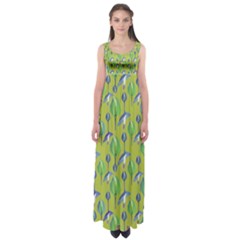 Tropical Floral Pattern Empire Waist Maxi Dress