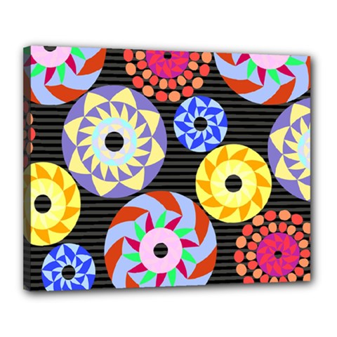 Colorful Retro Circular Pattern Canvas 20  X 16  by DanaeStudio