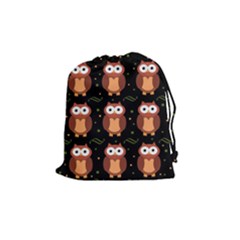 Halloween Brown Owls  Drawstring Pouches (medium)  by Valentinaart