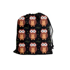 Halloween Brown Owls  Drawstring Pouches (large)  by Valentinaart