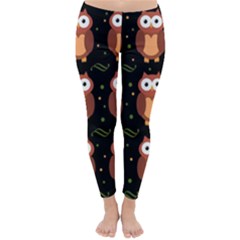 Halloween Brown Owls  Winter Leggings  by Valentinaart