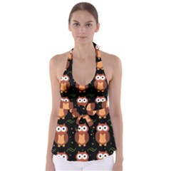 Halloween Brown Owls  Babydoll Tankini Top