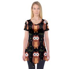 Halloween Brown Owls  Short Sleeve Tunic 