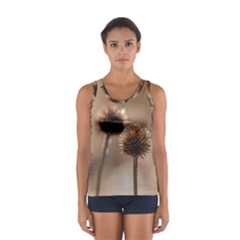 Withered Globe Thistle In Autumn Macro Women s Sport Tank Top  by wsfcow