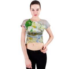 Potato Salad In A Jar On Wooden Crew Neck Crop Top by wsfcow