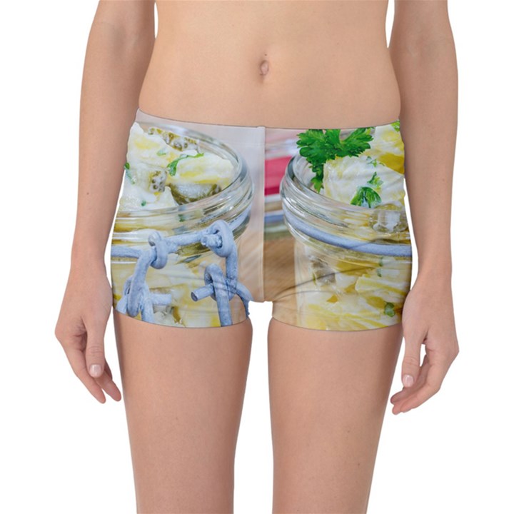 Potato salad in a jar on wooden Reversible Boyleg Bikini Bottoms