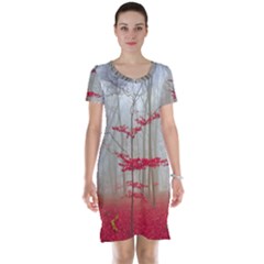 Magic Forest In Red And White Short Sleeve Nightdress by wsfcow