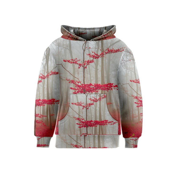 Magic Forest In Red And White Kids  Pullover Hoodie